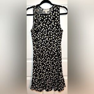 MICHAEL Michael Kors Ruffle Floral Sleeveless Dress- Black/Yellow/White Size M
